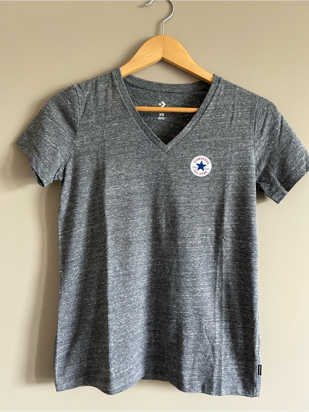 Converse Gray Heather V-Neck Tee with All Star Patch